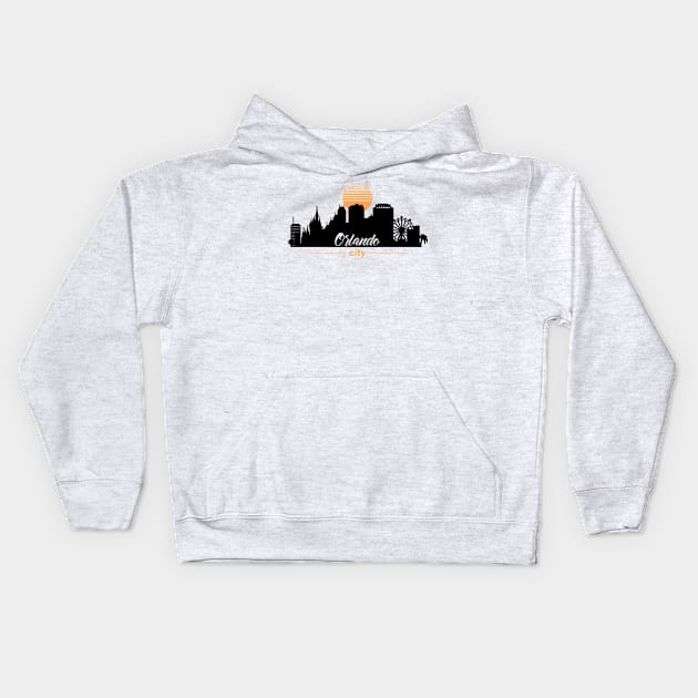 Orlando Florida Graphic Skyline with Sunset Kids Hoodie by DimDom